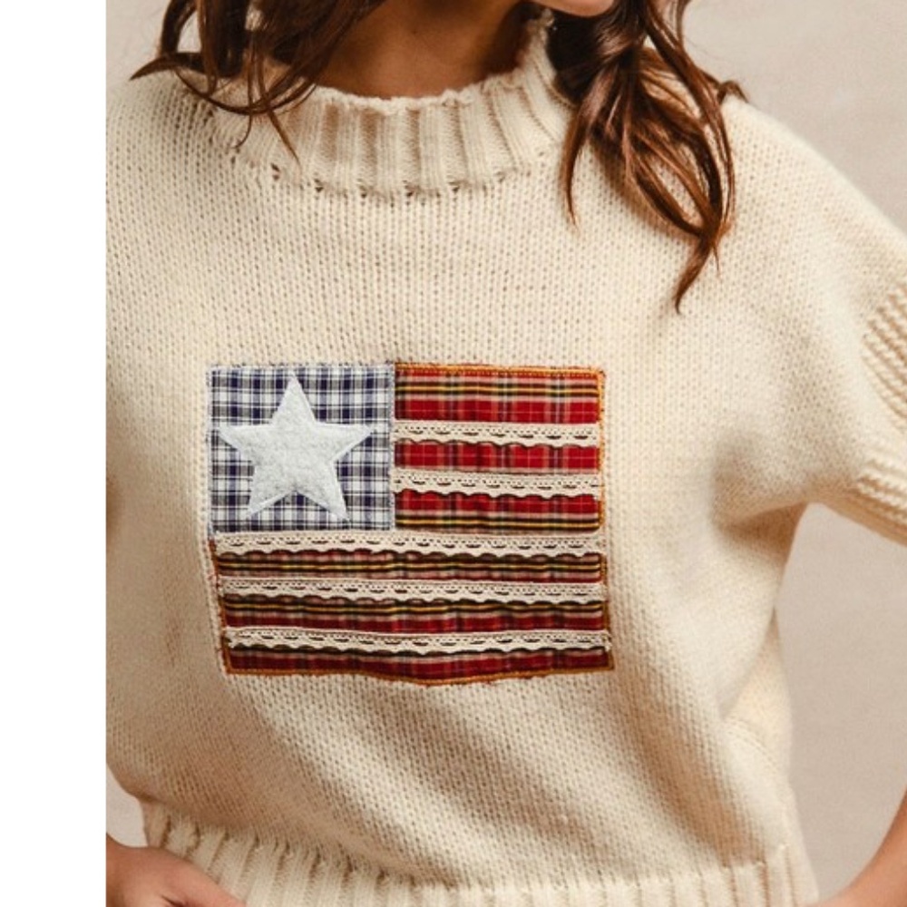 "The Veronica" American Flag Patchwork Drop Shoul… - image 4
